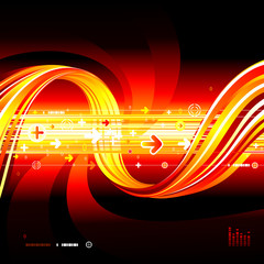 Aufkleber - Abstract Technology connection red background.