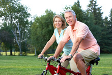 Seniors Couple Biking