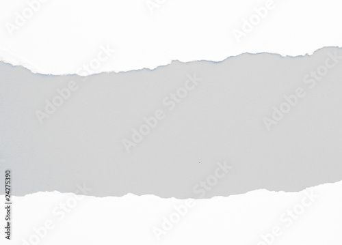 Fotografía Weißes Papier zerrissen auf grauem Karton