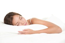 Woman Sleeping On White Background