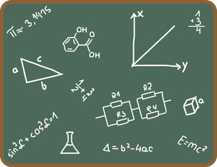 Illustration Set of school symbols on chalkboard