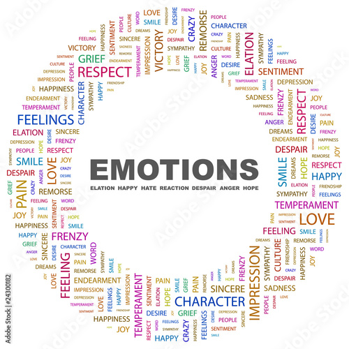 Fotografie, Tablou EMOTIONS. Circular frame with association terms.