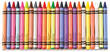 colorful row of crayons on a white background