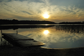 Wall Mural - Idyllic sunset on Swedish lake