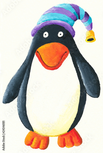 Obraz w ramie Cute Penguin with hat