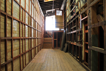 interior of rustic, abandoned corridor