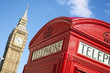 Red Telephone box and Big Ben, London.