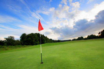 Canvas Print - Golf course with amazing clouds