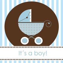 Baby Boy Arrival Card, Vector