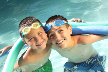 Brothers in the pool