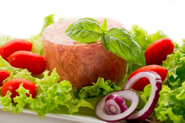 canned meat with salad-carne in scatola e insalata