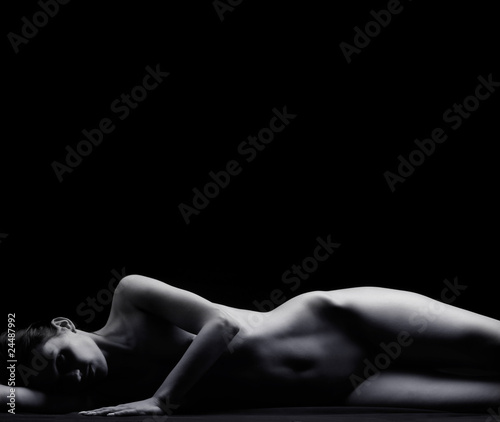 Naklejka dekoracyjna Beautiful silhuette of a young naked woman