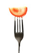 eine tomate auf einer gabel