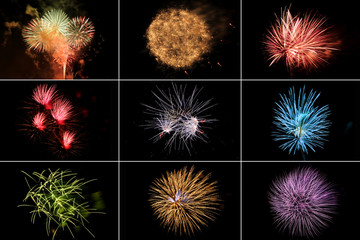 Wall Mural - fireworks if various colors and shapes