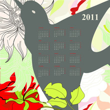 Calendar For 2011 With Bird