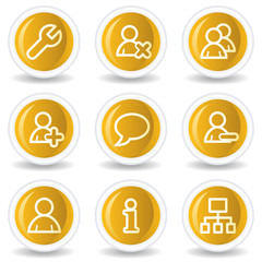 Canvas Print - Users web icons, yellow glossy circle buttons