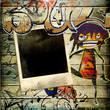stylish vintage background with graffity and instant frame