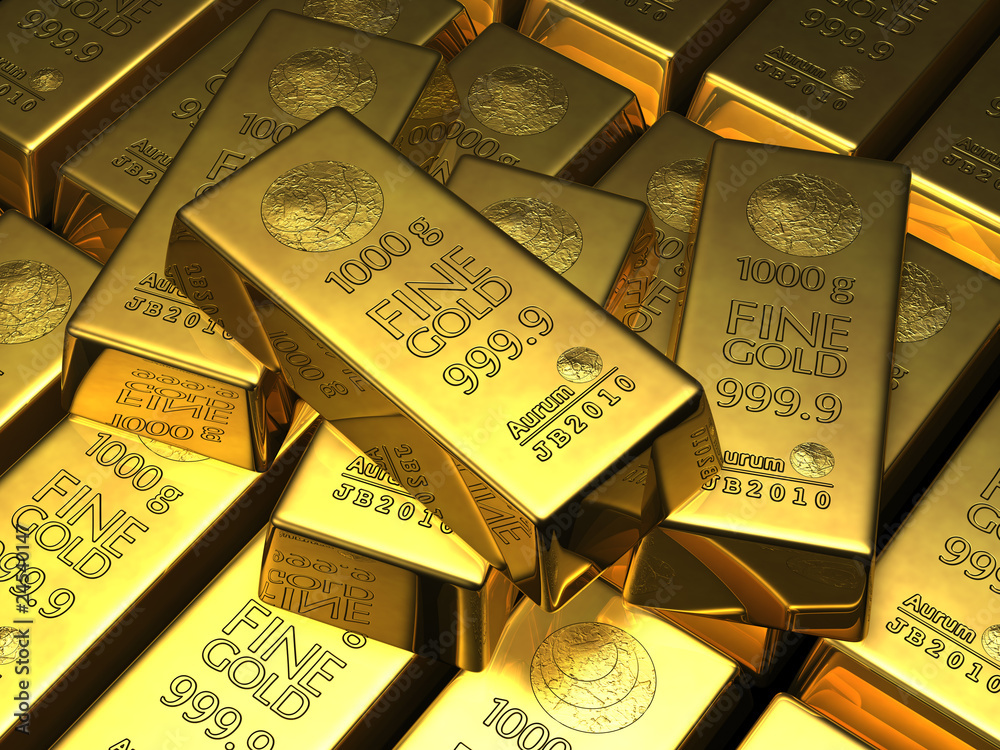 Goldbarren-Stapel Stock Illustration | Adobe Stock