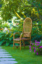 Wicker Chair In The Garden