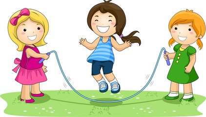 Poster - Children Playing Jumping Rope In The Park