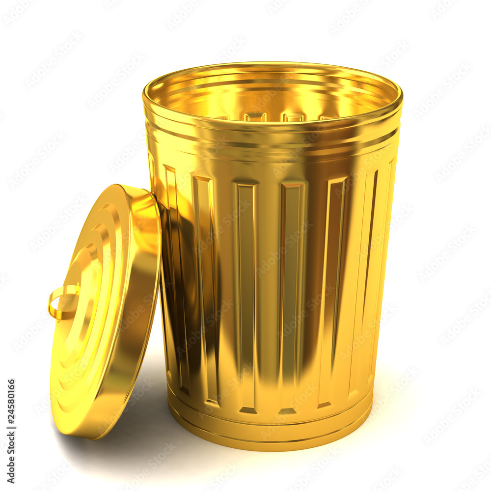Ilustração do Stock Gold trash can | Adobe Stock