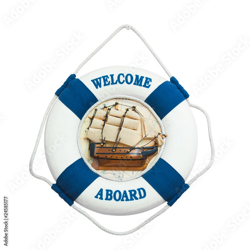 Fotografie, Obraz Welcome aboard isolated on white background