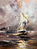 Sailing vessel in a stormy sea