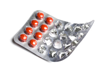 red pills isolated on white