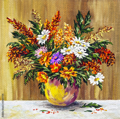 Naklejka na meble Wild flowers in a clay pot