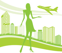 City, Urban And Airport Background - Vector Illustration