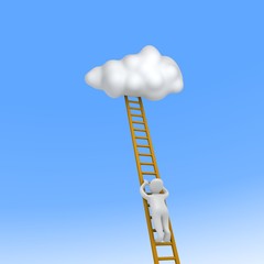 Wall Mural - Man climbing to the sky. 3d rendered illustration.