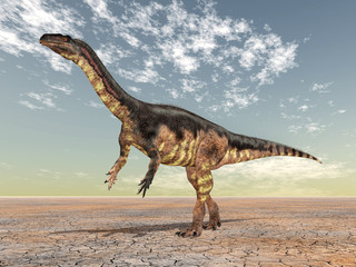 Plakat pustynia natura dinozaur gad