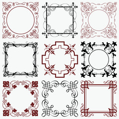 Wall Mural - Set of vintage frames for decoration and design