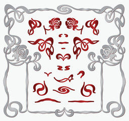 Wall Mural - floral elements for creating borders, frames and backgrounds