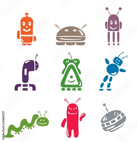 Obraz w ramie set of icons "Robots"
