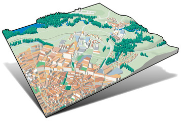 Poster - La ville - Centre-ville, banlieue et environs