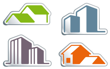 Wall Mural - Simple symbols of real estate in the form of stickers