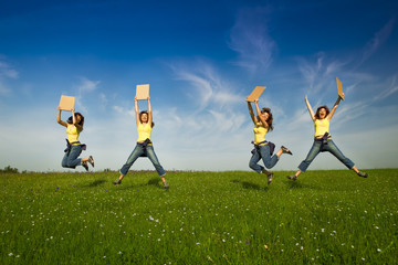 Poster - Girl with a paper card