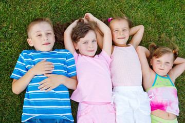 Wall Mural - Kids on grass