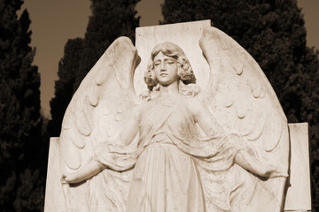 angel figure on historic cemetery