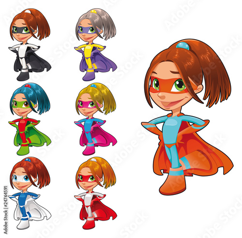 Young superheroes. Vector characters. Isolated objects