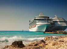 Cruise Ships In Port At Grand Turk Islands, Caribbean