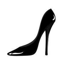 Fashion Vector Black Woman Shoes On White Background