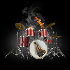 Wall Mural - Drums in fire