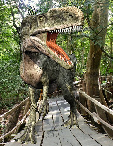 Naklejka dekoracyjna monolophosaurus lost in the woods