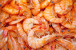 cooked shrimp in closeup as background