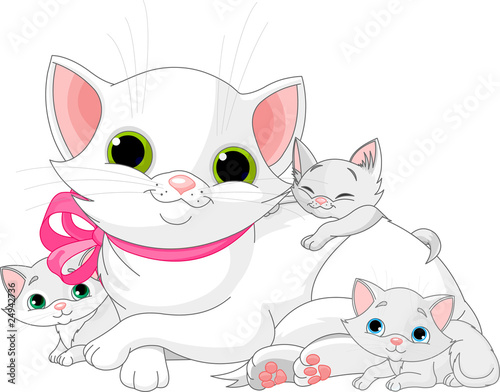 Naklejka na meble White Cats family