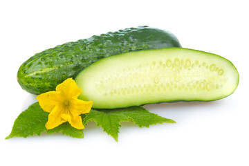 Wall Mural - Green cucumber vegetable isolated