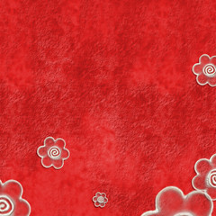 Canvas Print - fondo rojo flores tranparentes