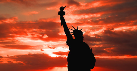 Wall Mural - The silhouette of Statue of Liberty